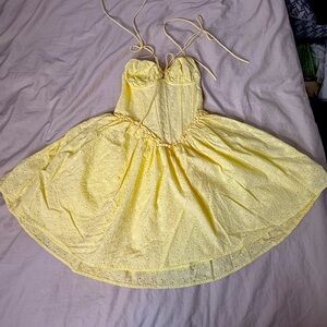 BABYBOO FASHION Yellow Eyelet Corset Dress